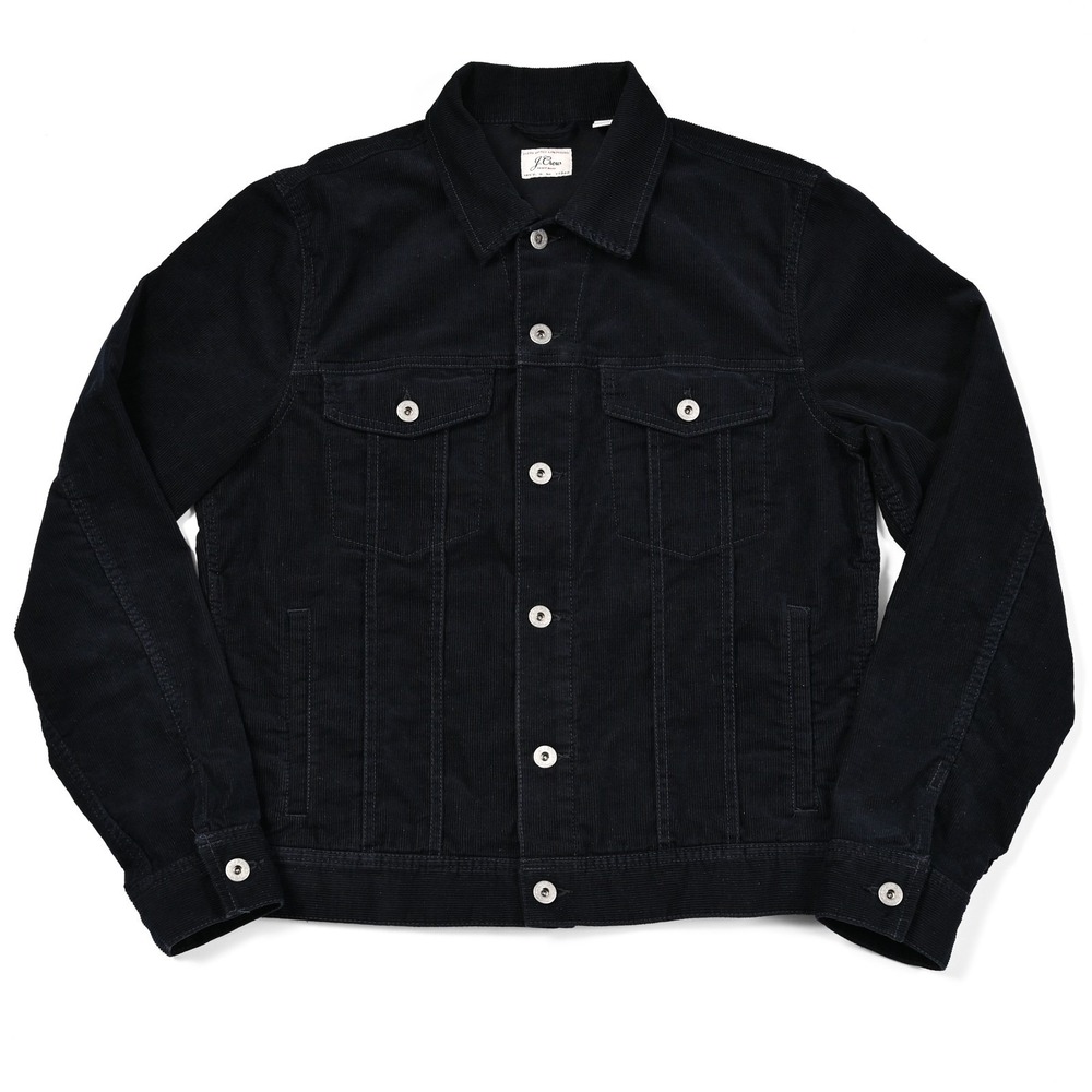 J.Crew Men's‎ Corduroy Trucker Jacket Navy Blue Size Small Preppy Stretch EUC